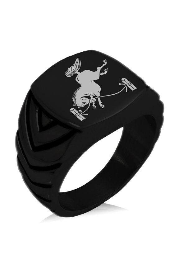 Stainless Steel Soma Samurai Crest Chevron Pattern Biker Style Polished Ring
