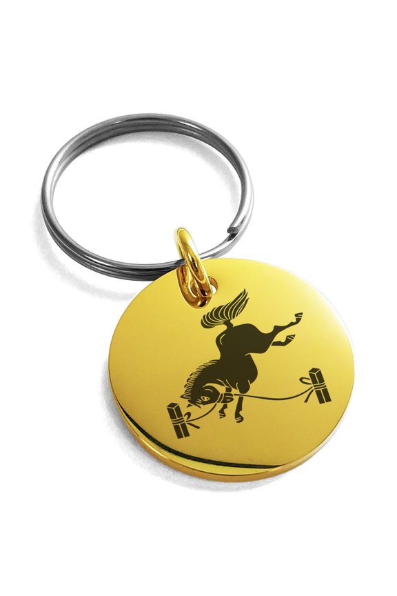 Stainless Steel Soma Samurai Crest Engraved Small Medallion Circle Charm Keychain Keyring