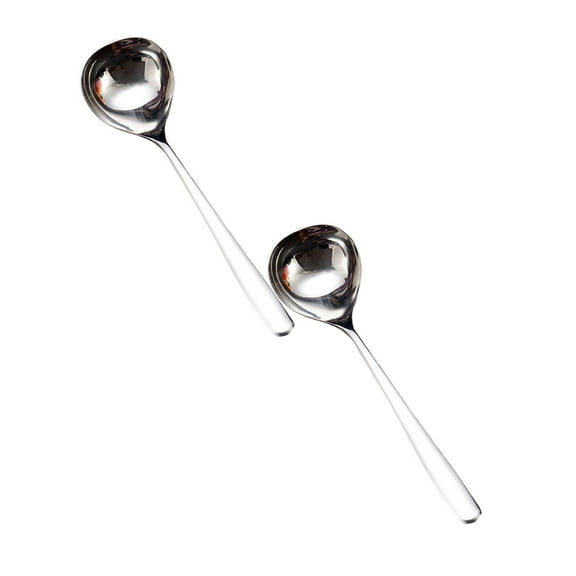 Stainless Steel Soup Ladle - 2 Pcs Large Deep Soup Spoon, Kitchen Ladle Spoon for Cooking, Serving, and Stirring Soups, Stews, Chili, Sauce, Dishwasher Safe, 8.07 Inch, Silver