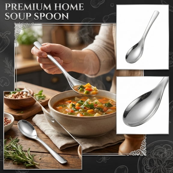 Stainless Steel Soup Ladle, Stainless Steel Kitchen, 7 In, Kitchen Essentials for Home, Chinese Soup Spoons, Solid Construction, Silver, 1 Pc