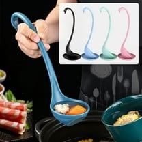 Stainless Steel Soup Ladle With Tray Long Handle Serving Spoon Durable Heat-Resistant For Soups Stews Chili Effortless Serving For Family Dinners(Black),Ccwuwei
