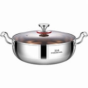 Stainless Steel Soup Pot with Glass Lid,Extra Thick 32cm Large Capacity for Family Cooking,Even Heat Distribution for Gas & Induction Stoves,Ideal for Stews,Hot Pot and Party Meals