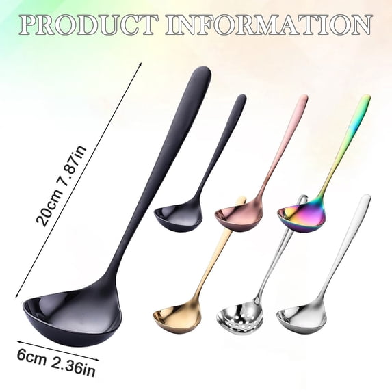Stainless Steel Soup Spoon - Large Head Long Handle Serving Spoon for Home and Restaurant - C