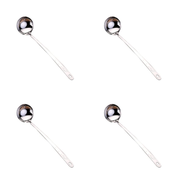 Stainless Steel Soup Spoon with Long Handle, Hot Pot Strainer Spoon, Slotted Spoons, Soup Skimmer Spoon for Cooking, Hanging Ladles for Gravy and Sauce Serving, Dishwasher Safe,C 4 Pcs