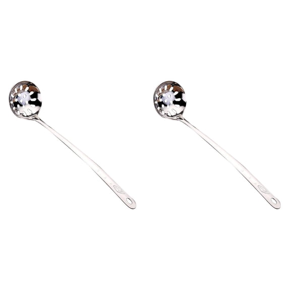 Stainless Steel Soup Spoon with Long Handle, Hot Pot Strainer Spoon, Slotted Spoons, Soup Skimmer Spoon for Cooking, Hanging Ladles for Gravy and Sauce Serving, Dishwasher Safe,D 2 Pcs