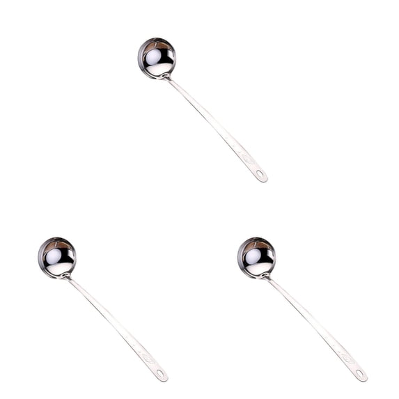 Stainless Steel Soup Spoon with Long Handle, Hot Pot Strainer Spoon, Slotted Spoons, Soup Skimmer Spoon for Cooking, Hanging Ladles for Gravy and Sauce Serving, Dishwasher Safe,C 3 Pcs