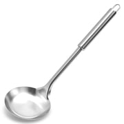 Stainless Steel Soup Ladle, 12.8 inch Large Deep Soup Spoon for Soups and Stews, Durable Cooking Spoon with Long Handle and One-Piece Forming for Kitchen