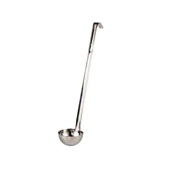 Stainless Steel Soup Spoon with Ergonomic Handle, Hook End Metal Spoon for Cooking Sauces and Kitchen Use