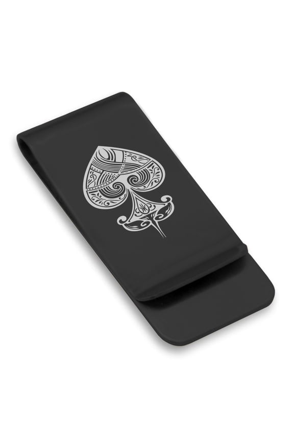 Stainless Steel Spade Card Suit Classic Slim Money Clip Credit Card Holder