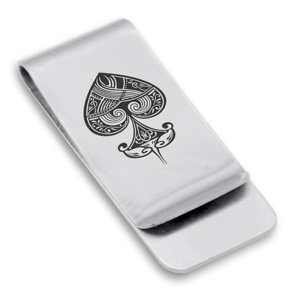 Stainless Steel Spade Card Suit Classic Slim Money Clip Credit Card Holder