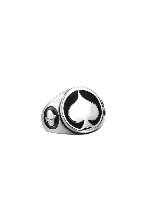 Stainless Steel Spades Ring Unisex Simple Geometric Band Polished Finish For Everyday Wear Modern Minimalist Design