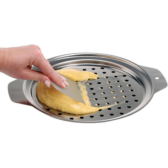 Stainless Steel Spaetzle Maker Lid with Scraper Traditional German Egg Noodle Maker Pan Pot Spaghetti Strainer