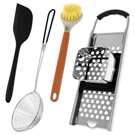 Stainless Steel Spaetzle Maker Noodle Press With Spatula Skimmer Strainer Cleaning Brush (silver )