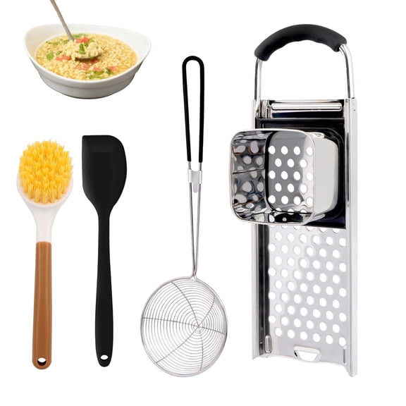 Stainless Steel Spaetzle Maker Set with Grip Handle, Homemade Noodle Dumpling Cooking Tool