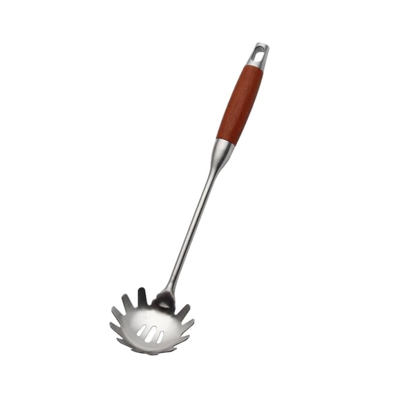 Stainless Steel Spaghetti Pasta Server Spoon, Long Handle Strainer for Noodles and Cooking, Silver, 36x8.5cm