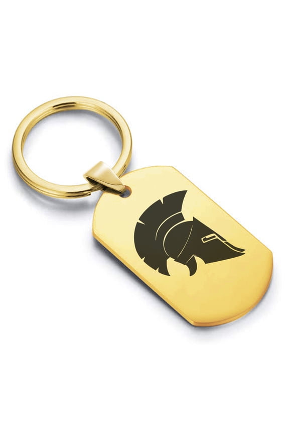 Stainless Steel Spartan Warrior Champion Dog Tag Keychain Circle Ring