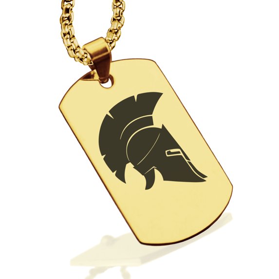 Stainless Steel Spartan Warrior Champion Dog Tag Pendant Necklace