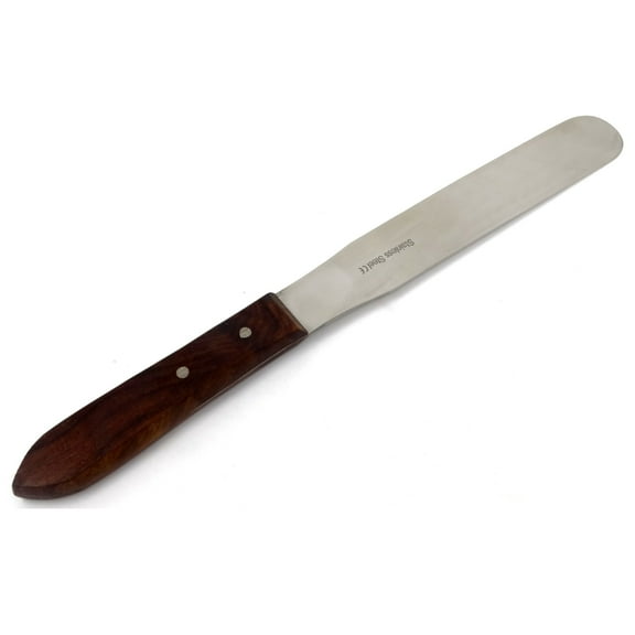 Stainless Steel Spatula Kitchen Utensil Chefs Knives Baking Tool - 6" Polished Blade, Wood Handle