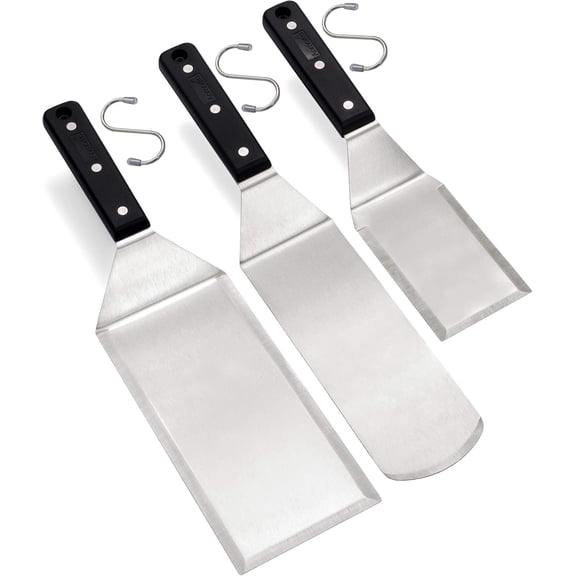 Stainless Steel Spatula Set - Heavy Duty Spatula and Scraper - for Cast Iron Griddle BBQ Flat Top Grill - Commercial Grade