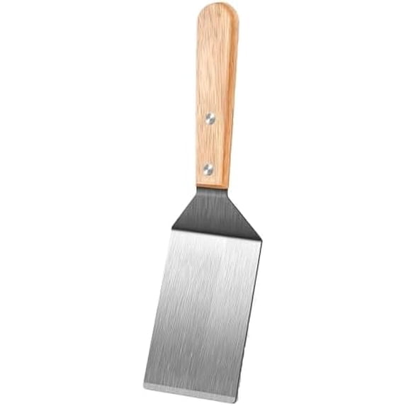 Stainless Steel Spatula Set, Metal Spatula for Cast Iron Skillet, Metal Spatulas for Kitchen Use with Wooden Handle, Ideal for Frying Steak, Pancake, Cookie, Burger, Brownie or Desserts