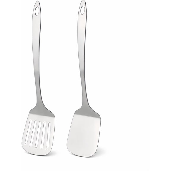 Stainless Steel Spatula Set Metal Spatulas for Kitchen Use Slotted Turner for Cooking, 13.5-Inch