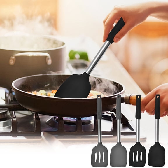 Stainless Steel Spatula Set for Nonstick Pans - Heat Resistant Kitchen Spatulas with Ergonomic Handle for Cooking, Stir Fry, Flipping - Dishwasher Turner Utensils (2 Pack)