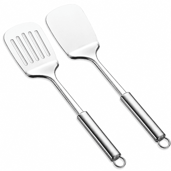 Stainless Steel Spatula Set, Solid and Slotted Turner, Dishwasher Safe