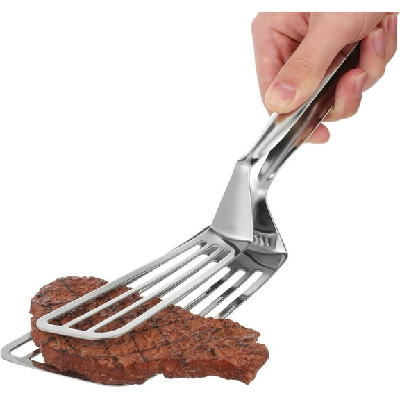 Stainless Steel Spatula Tongs for Cooking Fish Gripper Handy Pizza Clip Slotted Double Spatula Grill Tongs Metal s for Kitchen Use Fish