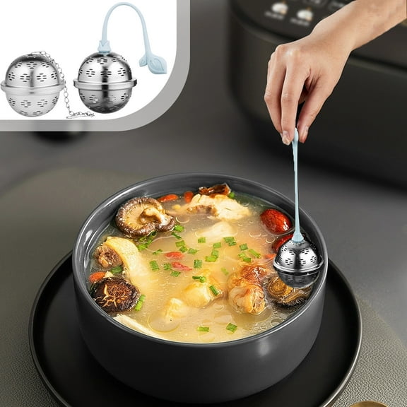 Stainless Steel Spice Ball, Seasoning Container Strainer, Kitchen Tool, Built in Filter, for Cooking Tea Steeping, Marinade Infuser Ball | White KTFgvq