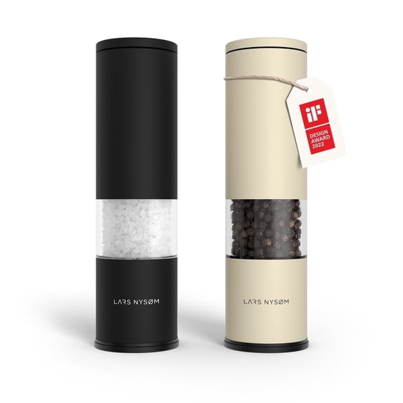LARS NYSØM Design Spice Mills Set Manual with Adjustable Ceramic Grinder - Carbon Black/Almond Beige
