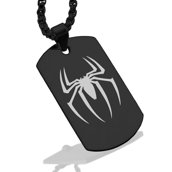 Stainless Steel Spider-Man Dog Tag Pendant Necklace