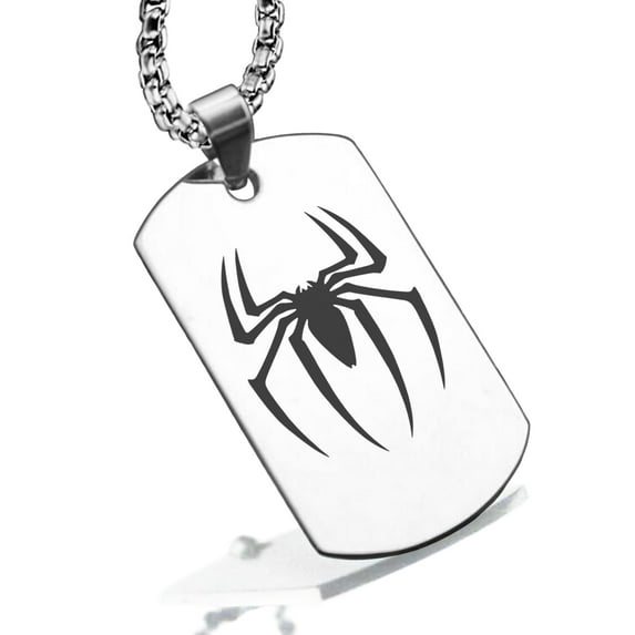 Stainless Steel Spider-Man Dog Tag Pendant Necklace