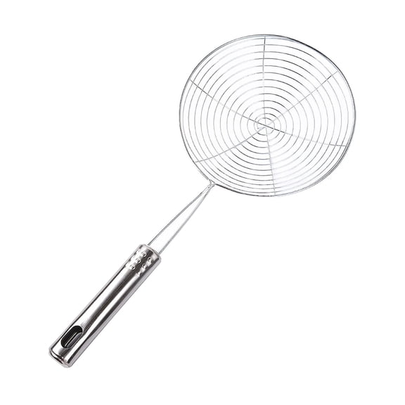 Stainless Steel Spider Strainer,Stainless Strainer Spoon,Skimmer Spoon with Handle,Slotted Pasta Spoon,Fryer Scoop,Wire Strainer Ladle for Cooking And Frying,Kitchen Utensils(13.4x5.9")(Silver)