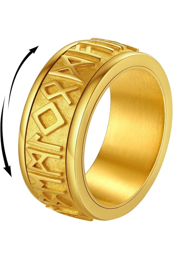 Stainless Steel Spinner Band Rings for Men Women Triple Moon/Trinity Celtic Knot Mixed Color/18K Gold Plated Width 8mm Size 7 to 14 Engraved Personalized Rotatable Anxiety Ring, Send Gift Box
