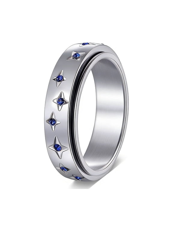 Stainless Steel Spinner Ring Anxiety Rings Fidget Ring for Men and Women Constellation Styling Size 6