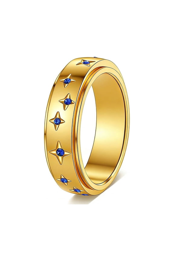 Stainless Steel Spinner Ring Anxiety Rings Fidget Ring for Men and Women Constellation Styling Size 7