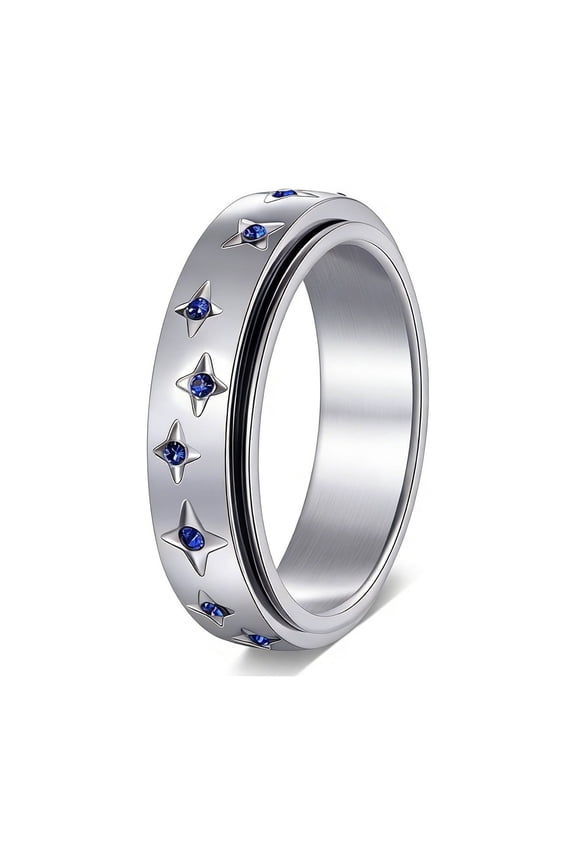 Stainless Steel Spinner Ring Anxiety Rings Fidget Ring for Men and Women Constellation Styling Size 8