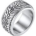 thumbnail image 1 of Stainless Steel Spinner Ring Cool Car Motorcycle Tire Tread Biker Rings Fidget Band Rings for Men Women, Size 7-12 (with Gift Box), 1 of 5