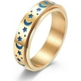 thumbnail image 1 of Stainless Steel Spinner Ring Luminous Glow Moon and Star Fidget Stress Relief Anxiety Rings for Women Men Size 4-12, 1 of 6