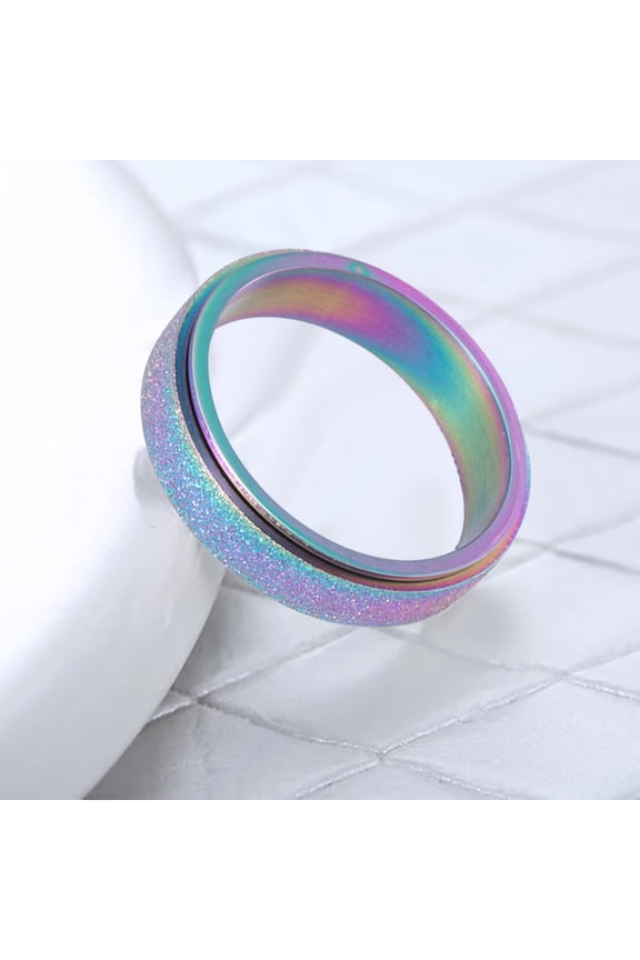 Stainless Steel Spinner Ring for Women Size 6-13, ZzCityTK Hypoallergenic Jewelry with Sand Blast Finish, Stress Relief Fidget Ring for Wedding Engagement Birthday Gift