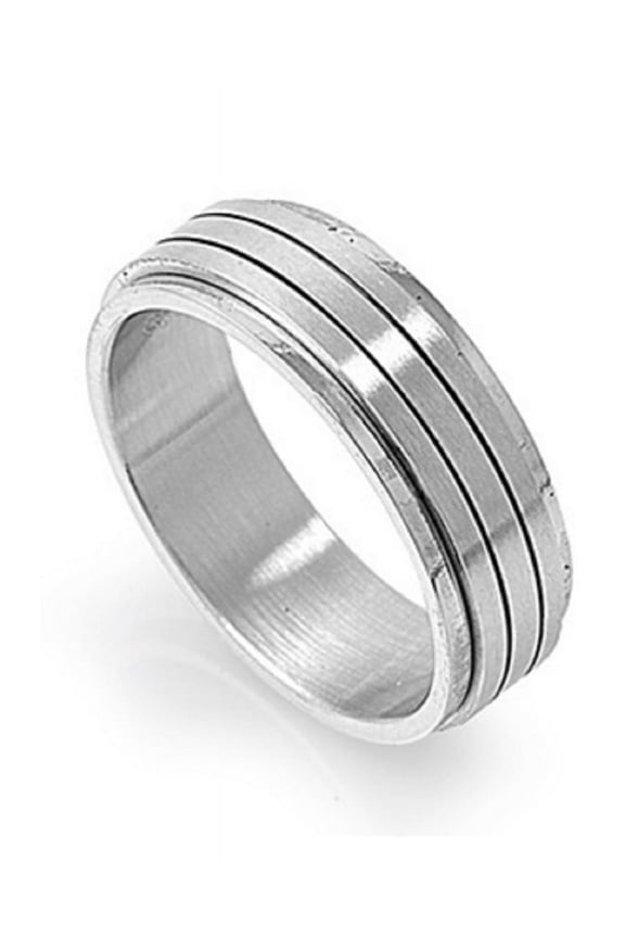Stainless Steel Spinner Twin Rows Ring