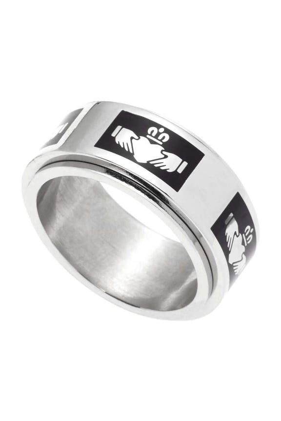 Stainless Steel Spinning Claddagh Ring - Irish Celtic Promise size 9