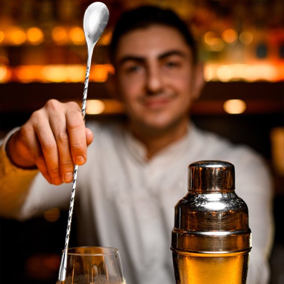 Stainless Steel Spiral Bar Spoon Long Handle Mixing Tool for Cocktails Coffee Tea 11.8 Inch