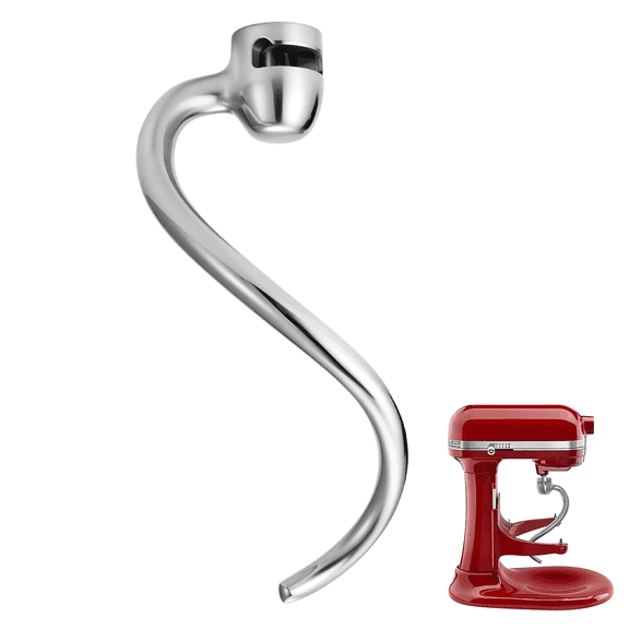 Stainless Steel Spiral Dough Hook Compatible with KitchenAid 6 Quart Bowl-Lift Stand Mixers