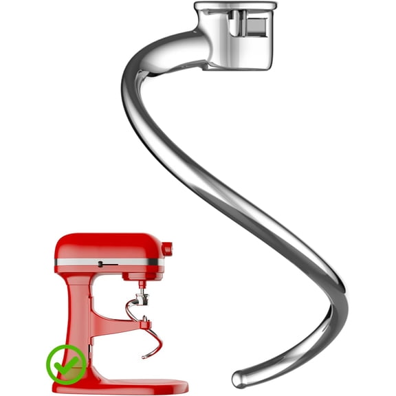 Stainless Steel Spiral Dough Hook for KitchenAid 5Plus & 6QT Bowl-Lift Stand Mixer, Rustproof & Easy Clean Bread Hook kitchen aid accessories and attachments, Perfect for Pizza Pasta Cookie