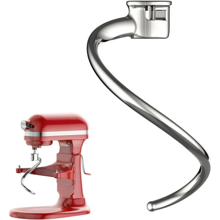 Stainless Steel Spiral Dough Hook for Kitchenaid 5Plus & 6QT Bowl-Lift Stand Mixers, Dough Hook for Kitchenaid Stand Mixer Dishwasher Safe, Efficient Kneading for Bread, Pizza, Pasta, Cookies
