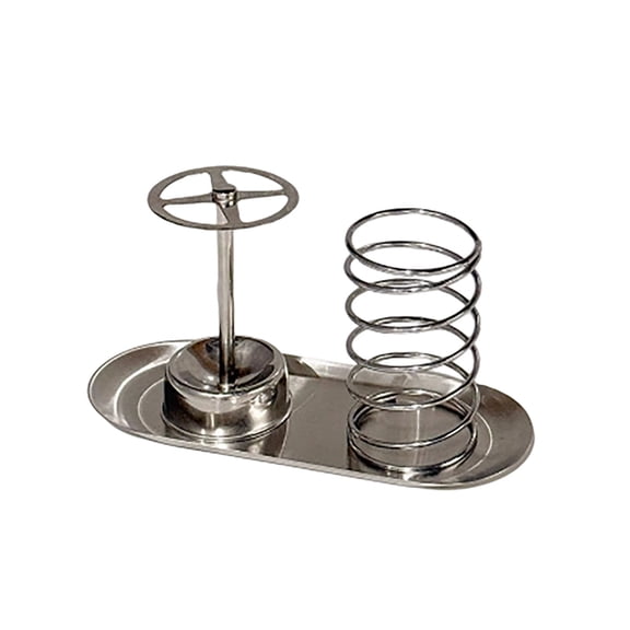 Stainless Steel Spiral Toothbrush Holder With Drain Tray Modern Countertop Toothpaste Organizer Bathroom Vanity Storage Rack For Toothbrushes & Small Toiletries Dish Dryer Rack over Dish Drying Rack