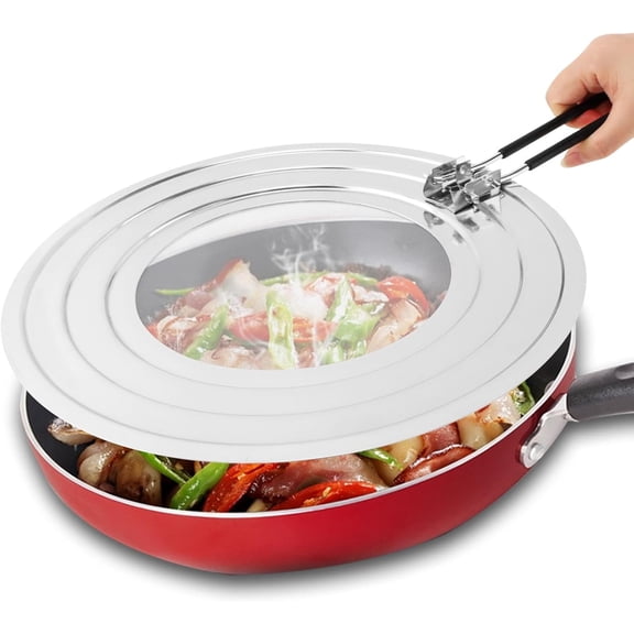 Stainless Steel Splatter Screen for Frying Pan, Collapsible Grease Splatter Guard with Folding Insulated Handle for Fry Pans, Cover Oil Splash from Bacon, Oil or Deep Fryer(SIZE:11.81inch)