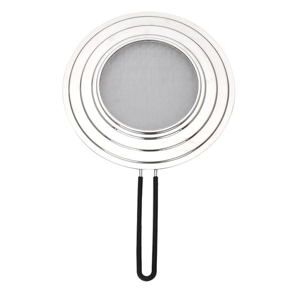 Stainless Steel Splatter Screen for Frying Pan - Grease Splatter Guard with Folding Handle - Cover Oil Splash from Bacon, Oil, or Deep Fryer - Food Strainer and Universal Cookware