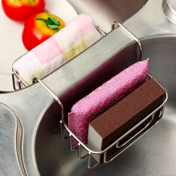 Stainless Steel Sponge Holder for Kitchen Sink - Never Rust Hanging Saddle Double for Soap Kitchen Sink Caddy, Rustproof Organizer for Dishwashing and Brush Drying